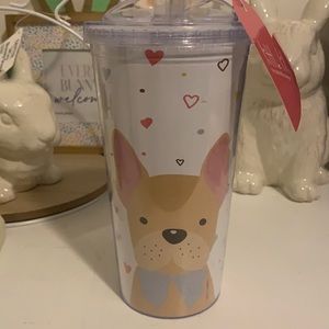 Brand New Super cute Dog Plastic Tumbler with Lid and straw.